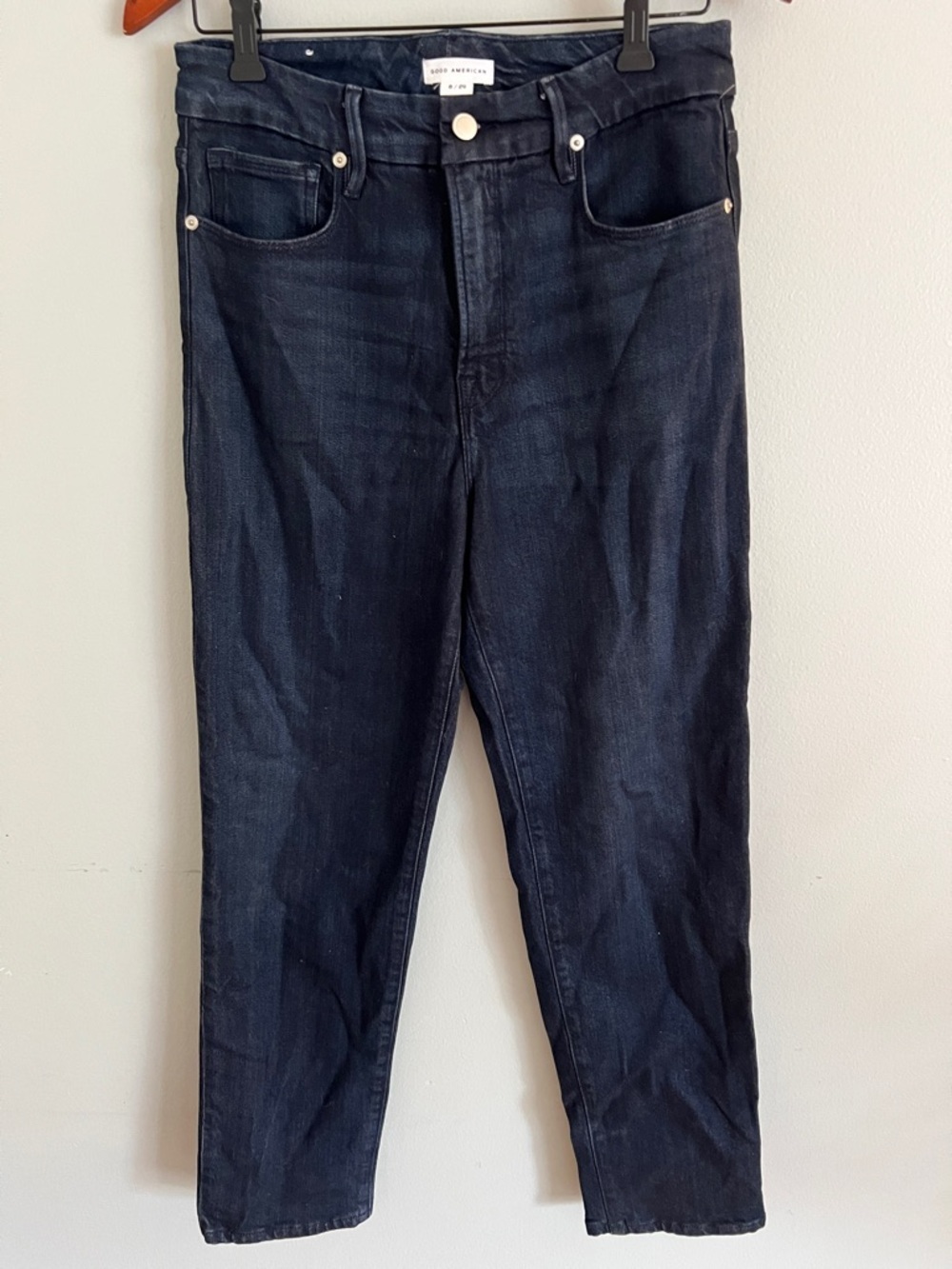 Good American Indigo Black High-Rise Straight Jeans. 8 / 29